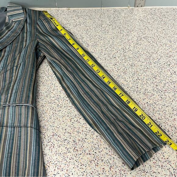 Lafayette 148 New York Striped Blue Tan Blazer Suit Jacket Coat Women’s 8 - Picture 6 of 8